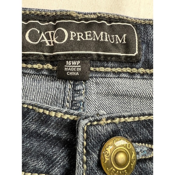 Cato Premium Womens Plus Size 16WP Dark Wash Embroidered Contrast Stitch Jean D4 - Picture 4 of 16